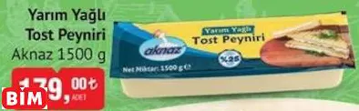 AKNAZ YARIM YAĞLI TOST PEYNİRİ
